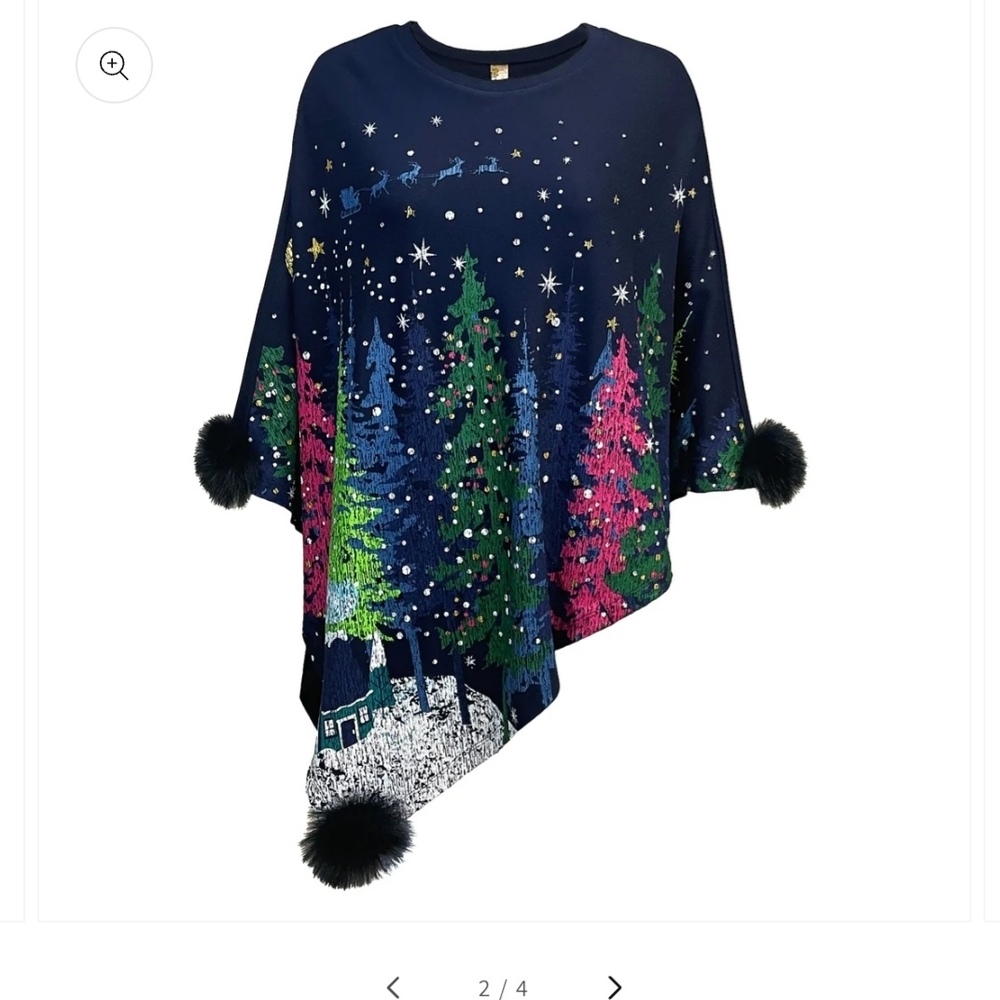 Navy Blue Winter Wonderland Poncho